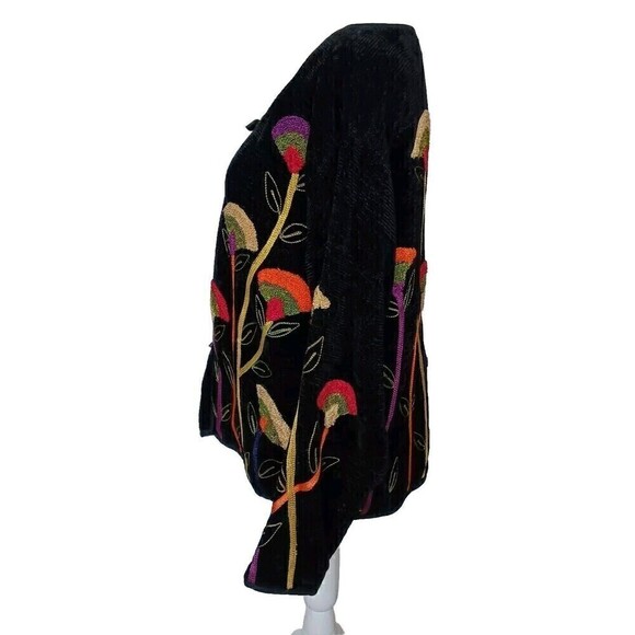 VTG LIFE STYLE Women's Black/Multicolor Button-Up Jacket Size S 1990s - Picture 2 of 9